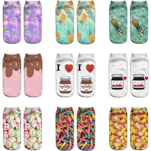 Kawaii woman socks Funny Cute 3D Print Foods White Nutella Character Socks Unisex Cartoon harajuku calcetines امرأة الجوارب