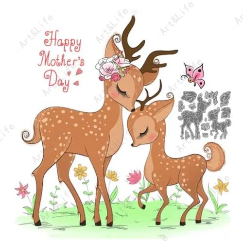 Happy Mothers Day Cute Deer New Metal Cutting Dies Stencils for Making Scrapbooking Album Birthday Card Embossing Cut Dies