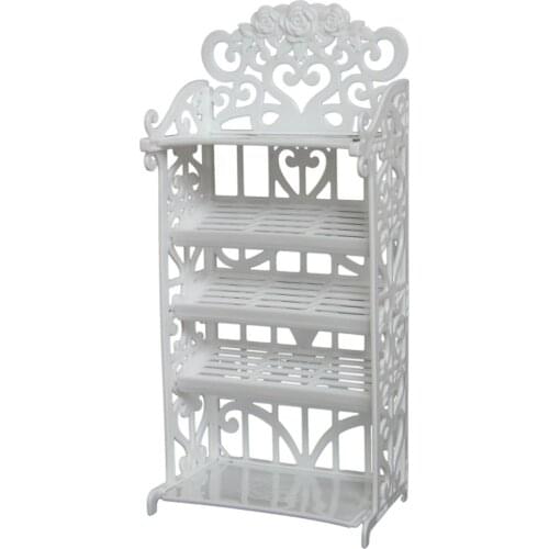 One Set Plastic White Shoes Rack Shoe Cabinet Playhouse Furniture Accessories for Barbie Doll Baby Girls Children DIY Toy