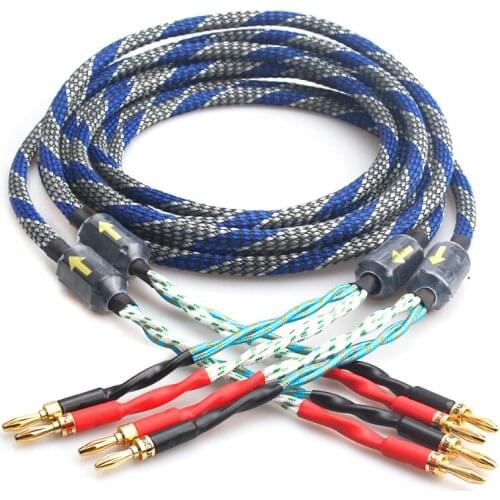 Pair Hifi Speaker Cable Copper Banana Plug Amplifier Decoder Audio Cables Updated Version