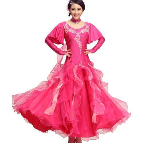 Modern dance ballroom dance dress Butterfly short sleeve dress costume Waltz dress