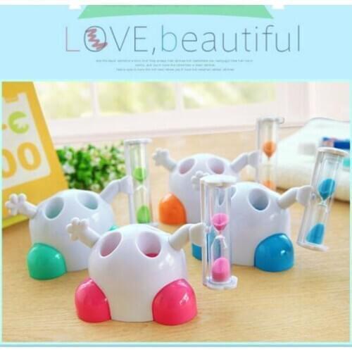 New Toothbrush Rack Holder with Sand Timer 3 Minutes Hourglass Clock Countdown Timer Bathroom Tool For Children Kids Gift