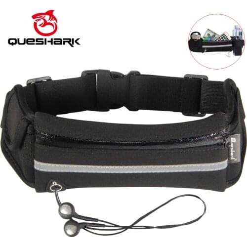 QUESHARK Running Waist Bag Fitness Fanny Packs Phone Holder Pocket Marathon Jogging Sports Camping Hiking Belt Water Bottle Bag