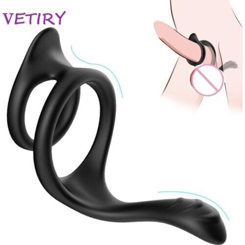 Silicone Penis Ring Sex Toys for Men Erection Dual Ring Delay Ejaculation Cock Ring Scrotum Bind Prostate Massage Adult Product