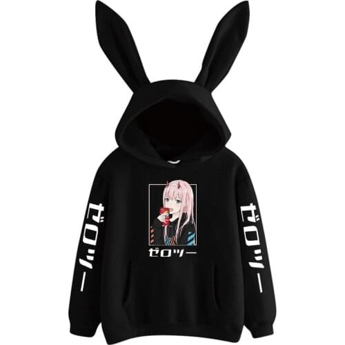 Anime darling in the franxx hoodie zero two Harajuku women girl kawaii cosplay rabbit Streetwear DL3