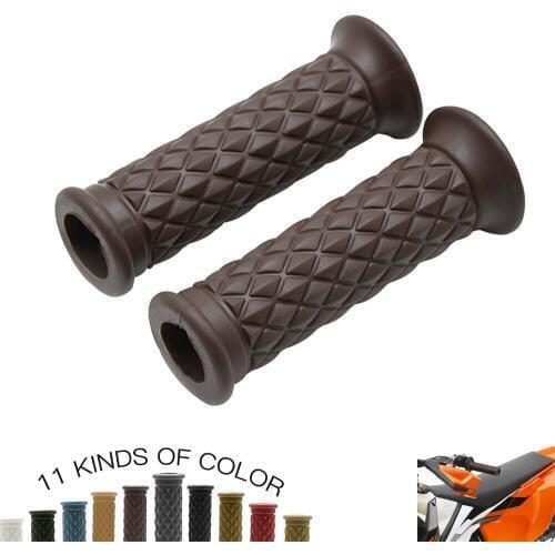 7/8" 22mm Motorcycle Universal Rubber Black/Brown Handlebar Hand Grip Bar End For Cafe Racer Bobber Clubman Custom