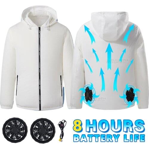 Summer Cooling Fan Jacket Outdoor Running Hiking Cycling Air Conditioning Clothing Camping Windbreaker Fishing USB Power Supply