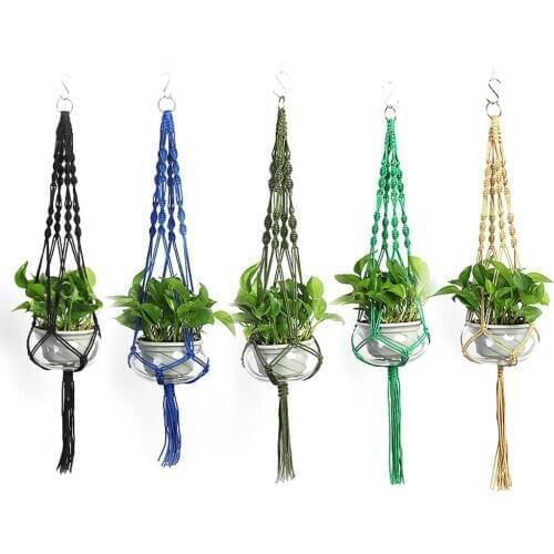 Plant Hangers Color Flower Pot Hand-woven Net Bag Hanging Holder Home Decor