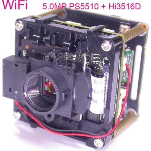 WiFi 5.0MP Intelligent Analysis H.265 / H.264 1/1.2.5" PS5510 + Hi3516D IP CCTV camera PCB board module (optional parts)