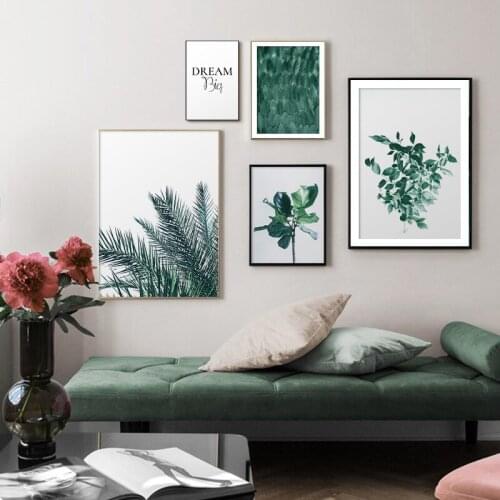 Green Plant Leaf Quotes Poster Nordic Canvas Print Wall Art Painting Modern Picture for Living Room Home Entrance Decoration