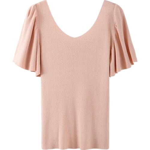 Women Crop Tops Solid Flounce Hem Sexy Tops Slash Neck Sexy Underwear Elegant V-Neck Tops Women crop top women