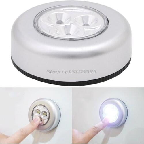1Pc 3 LED Car Home Wall Camping Touch Light Push Lamp Battery Powered Night Light New G08 Whosale&DropShip