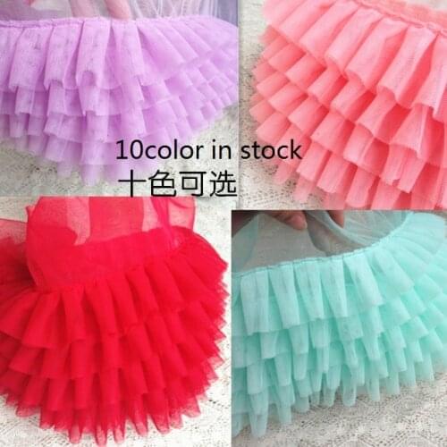 1yard/lot 17cm wide Multi-layer Fold Organ Plait Mesh Ruffle Lace Trim DIY Garment Skirt Hem Accessories Fabric Z1205