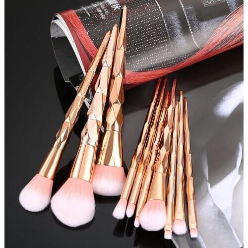 10 Pcs Rhombus Handle Makeup Brushes Set