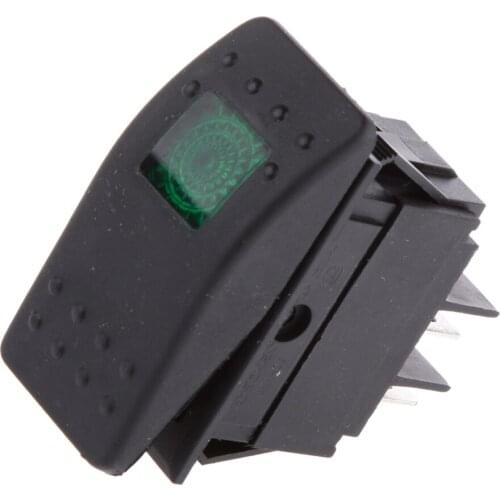 12V DC 20A 4 Pin Car Boat Panel Rocker Green LED Light Toggle ON/OFF Switch