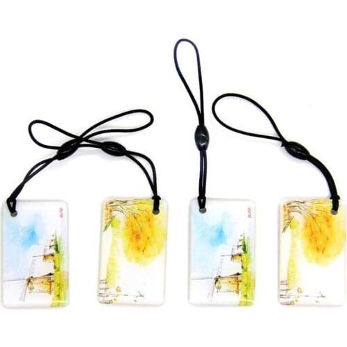 13.56MHz UID Rewritable NFC Keyfob Changeable Writable Key Chain For Access Control Yellow Leaves RFID Token Tags 1Pcs