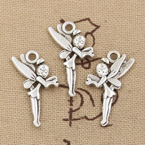 15pcs Charms Angel Fairy 25x15mm Antique Making Pendant fit,Vintage Tibetan Bronze Silver Color,DIY Handmade Jewelry