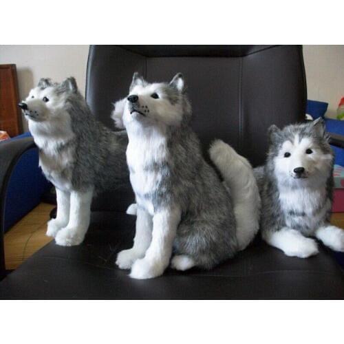 3 pieces lovely husky toy simulation sitting, standing, lying husky dog doll birthday gift about 30cm 1397