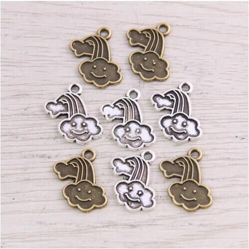 50pcs Charms Smile Clouds 15x17mm two Color Pendants Antique Jewelry Making DIY Handmade Craft