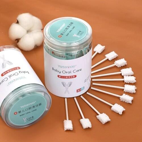 60Pcs Disposable Baby Tongue Cleaner Infant Gauze Toothbrush Paper Rod Mouth Cleaner Cleaning Brush For Newborn Os Care