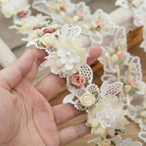 White 3D Flower Butterfly Lace Trim Appliqu Trimming Lace Ribbon Embroidered Fabric Sewing Craft DIY Handmade Wedding Decoration