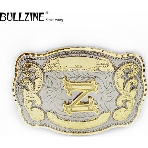 Bullzine zinc alloy 26 letters belt buckle FP-03732-Z double color belt buckle LUXURIOUS jeans gift belt buckle DROP SHIPPING