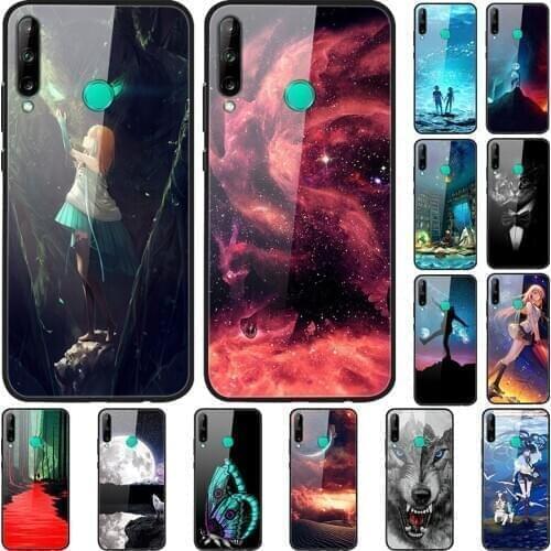 Case For Huawei Y7P Back Phone Cover Black Silicone Bumper With Tempered Glass