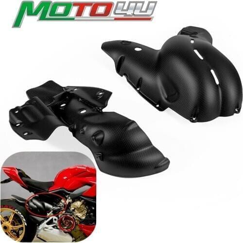 Real Carbon Fiber Exhaust Cover Heat Shield Cowl Guard Plain Weave Matt Motorcycle Parts For Ducati V4 V4S Panigale 2018 2019