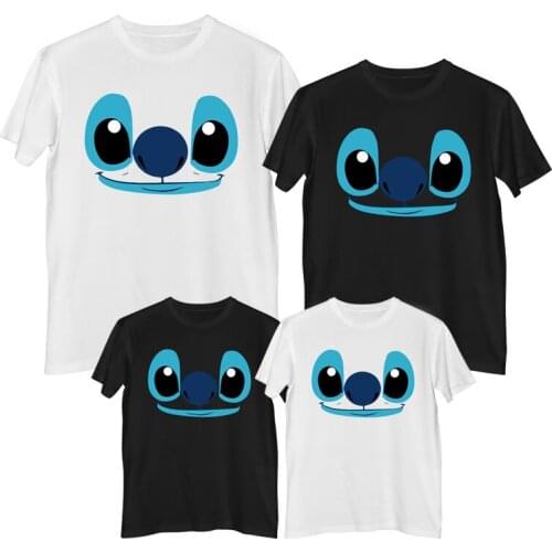 Disney Lilo & Stitch T-Shirt Women cotton Tops Harajuku Tshirt Summer Short Sleeve top woman mommy and daughter matching clothes