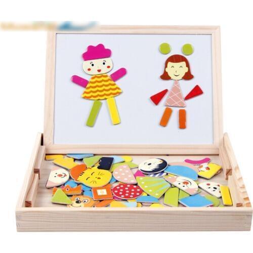 Magnetic Educational Toys Jigsaw Puzzle Sided Drawing Board Children' S Educational Toys Childrens N037 Multifunctional Wooden