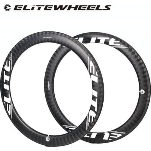 ELITEWHEELS 700c 60mm Tubeless Carbon Rim Clincher Tubular 12k Twill Finish And Brake Surface 27/25mm Width For Bicycle Wheels