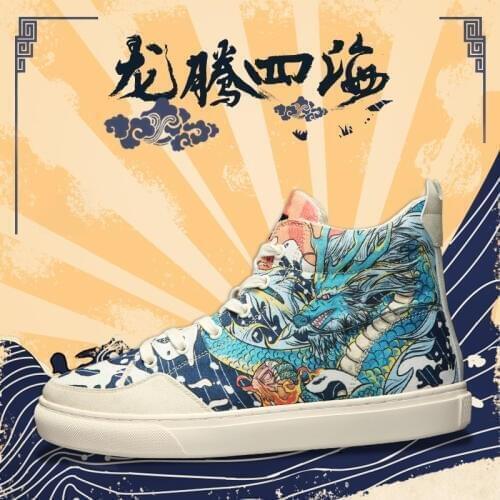 IDX Chinese dragon fashion comfortable original graffiti street work shoes woman