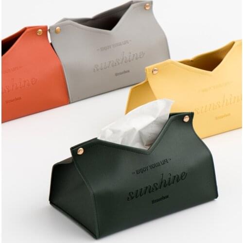 Nordic Home Office Storage Box PU Leather Tissue Box Holder For Car Tissue Holder Desktop Organizer Toilet Paper Case For Hotel