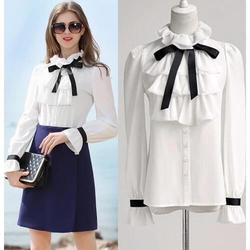 Блузки с галстуком LanLoJer China At AliExpress