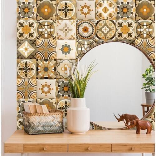 Easy Removable Waterproof Vintage Ceramic Tiles Wall Sticker Kitchen Wall Background Decoration