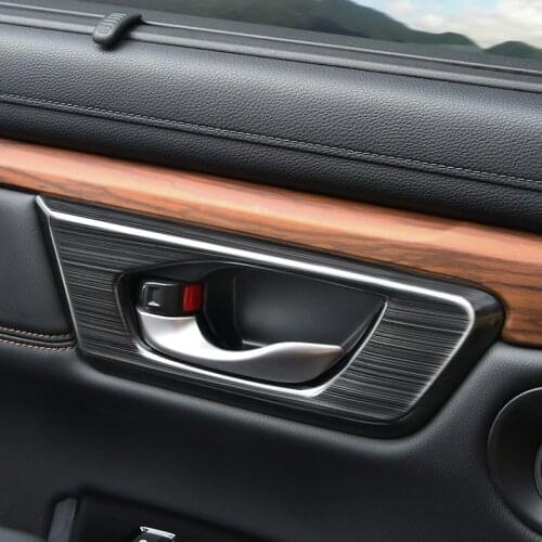 Interior Door Window Lift Switch Armrest Panel Drawing black Stainless Steel trim 4pcs for Honda CRV 2017 2018 2019