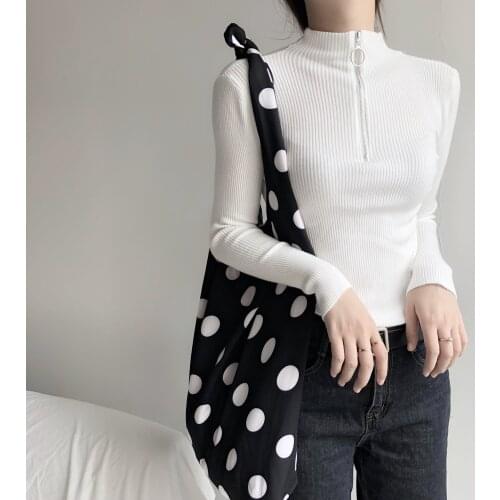 Fashion Women Turtleneck Sweaters 2021 New Autumn and Winter Korean Sweater Black Ring Zipper Pullover Knitted Jumper Tops 16682