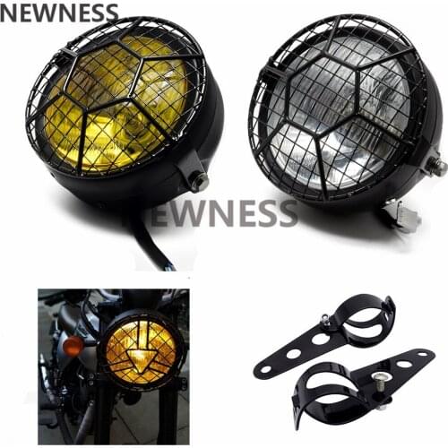 6.5 Inch Motorcycle Headlight Black Metal Retro Halogen Front Light 12V Fits For CG125 GN125 CB CL Yamaha Suzuki Cafe Racer
