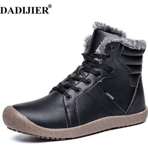 DADIJIER Men Winter Boots Male Snow Boots Waterproof Warm Fur Casual Shoes Leather Boots Chaussure Homme Plus Size 36~48 ZLL438