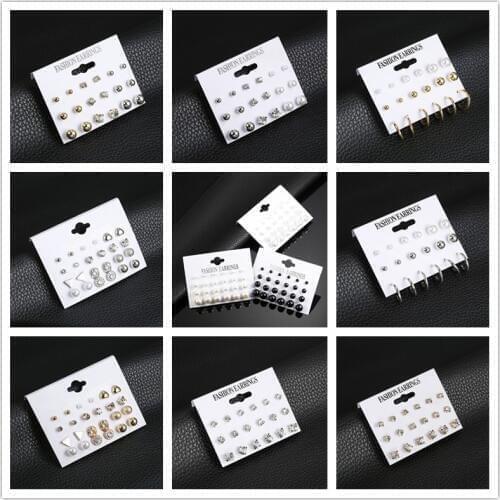 2019 New Hot Sell Small Stud Earrings Set For Women Girl Punk Stud Earrings Set Personality Party Jewelry Fashion Brincos
