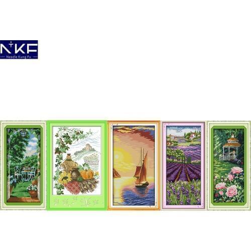 NKF Beautiful Scenery Counted Cross Stitch Embroidery Sets 11CT14CT DIY Kits Needlework Cross Stitch Pattern for Home Decoration