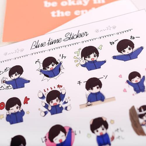 24pcs Cute character boy 2 stickers DIY Laptop StickersKids Waterproof DIY Decals Sticker for Fridge Suitcase Stationery