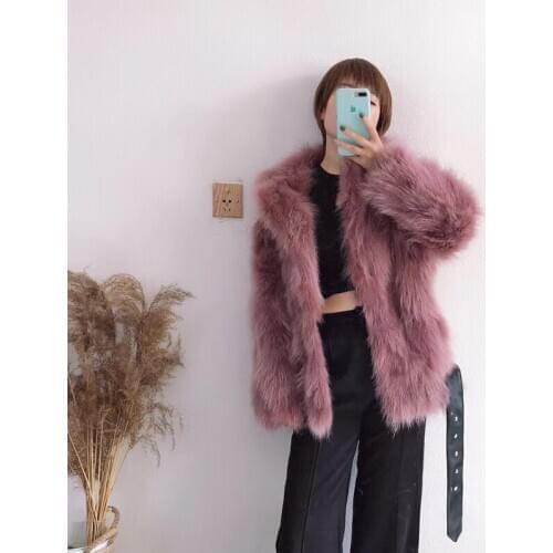 2020 new solid coat women winter real raccoon fur jacket female casual warm fashion outerwear custom