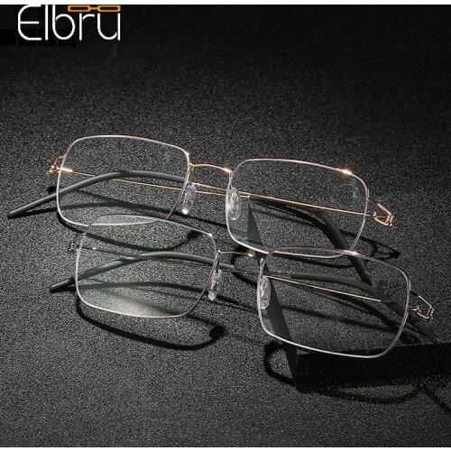 Elbru Retro Fashion Anti Blue Light Reading Glasses Ultralight Soft Metal Presbyopia Eyeglasses For Men Women Diopters +1.0 +4.0