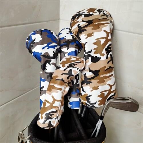 Camouflage golf complete set woods headcovers pu golf club driver fairway hybrid covers for man women