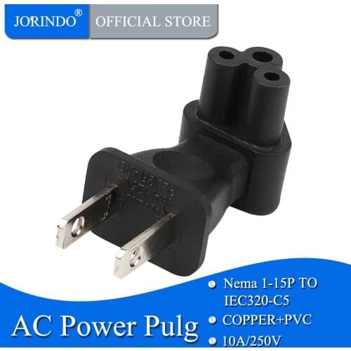 JORINDO US TO IEC320 C5 conversion plug,USA 2 Pin Male Nema 1-15P to IEC 320 C5 Right Angle AC Adpater,Power conversion plugs