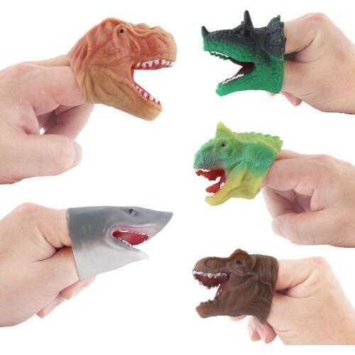 Realistic Dinosaur Finger Puppets Playset Plastic Dinosaur Head Finger Puppet Theaters Doll Model Toy for Kids