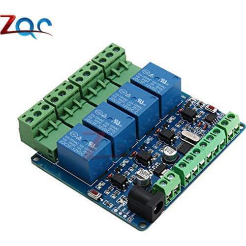 Modbus Rtu 4 Channel 12V Relay Module Switch Input / Output RS485 / TTL Communication interface relay 4 relay indicator Board
