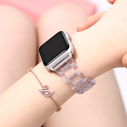 Resin strap for Apple watch 5 4 44mm 40mm metal buckle bracelet for iwatch series 3/2/1 42mm 38mm Replacement watchband