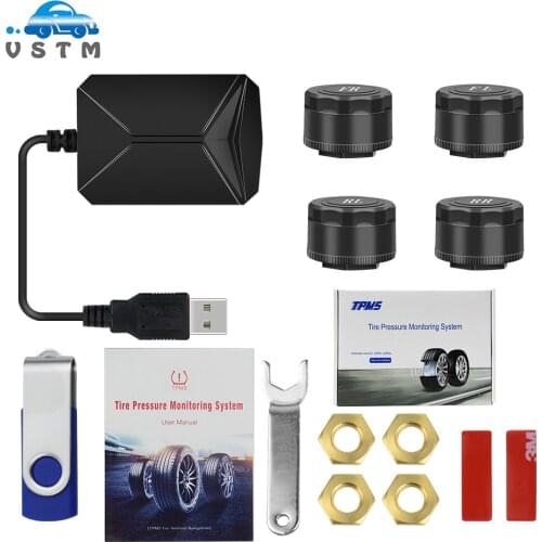 USB Android TPMS Tire Pressure Monitoring System Display Alarm System 5V Internal Sensors Android Navigation Car Radio 4 Sensors
